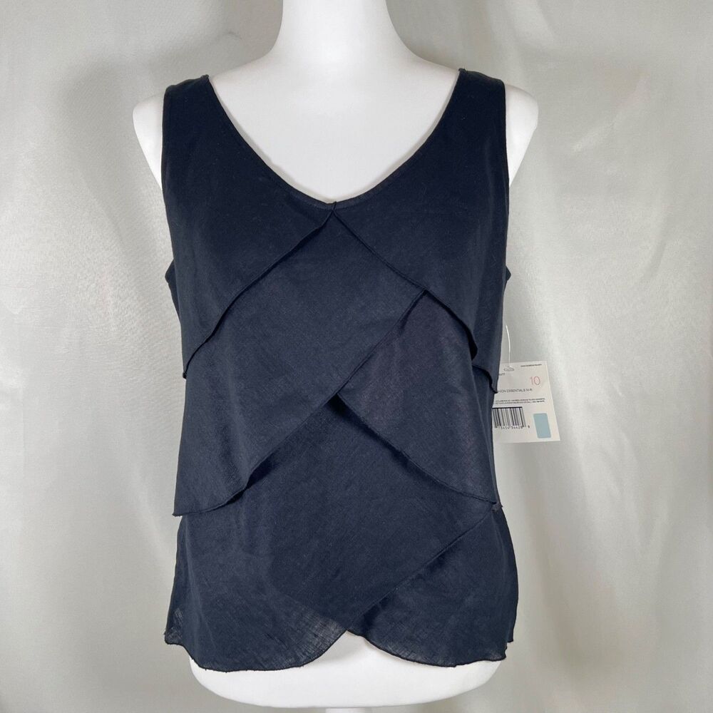 NWT Liz Claiborne NY Black Tiered Sleeveless Top - Size 10